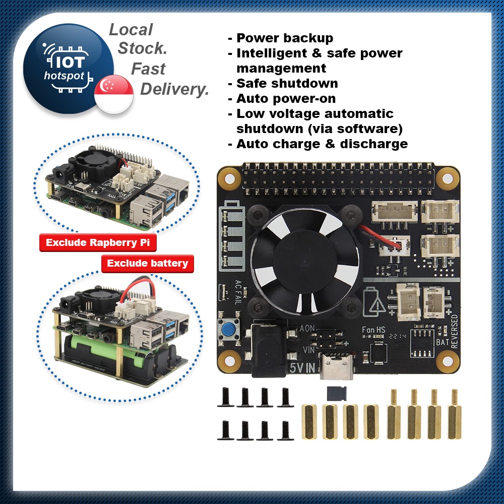 Geekworm Raspberry Pi X708 X728A2 18650 UPS Power Management Board