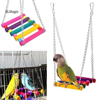 SLS_ 13Pcs/Set Healthy Cockatiel Toys Kit Bird Supplies Pet Parrot Hanging Sepak Takraw Bells Perch Stand Toy Convenient #5
