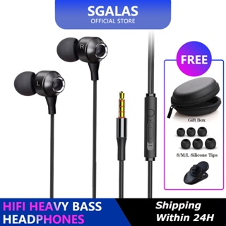 SGALAS Wired Earpiece Earphone Headsets With Mic 3.5mm  In-Ear Stereo for Laptop PC