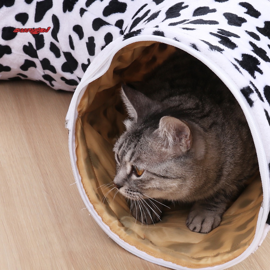 SUN_ Foldable Cat Tunnel Cat Supplies Cat Tunnel House Warm Bed Print Design