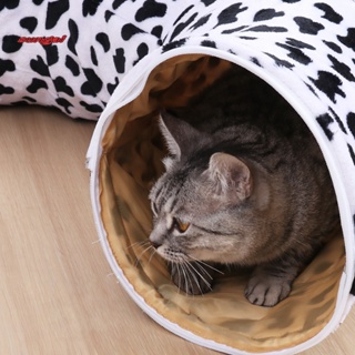 SUN_ Foldable Cat Tunnel Cat Supplies Cat Tunnel House Warm Bed Print Design #1