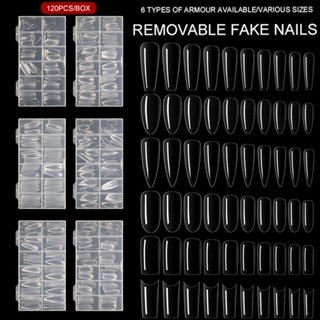 120pcs Transparent False Nail Tips Full Cover Square Oval Stiletto UV Gel Extension Artificial Nail Tip Manicure Tools