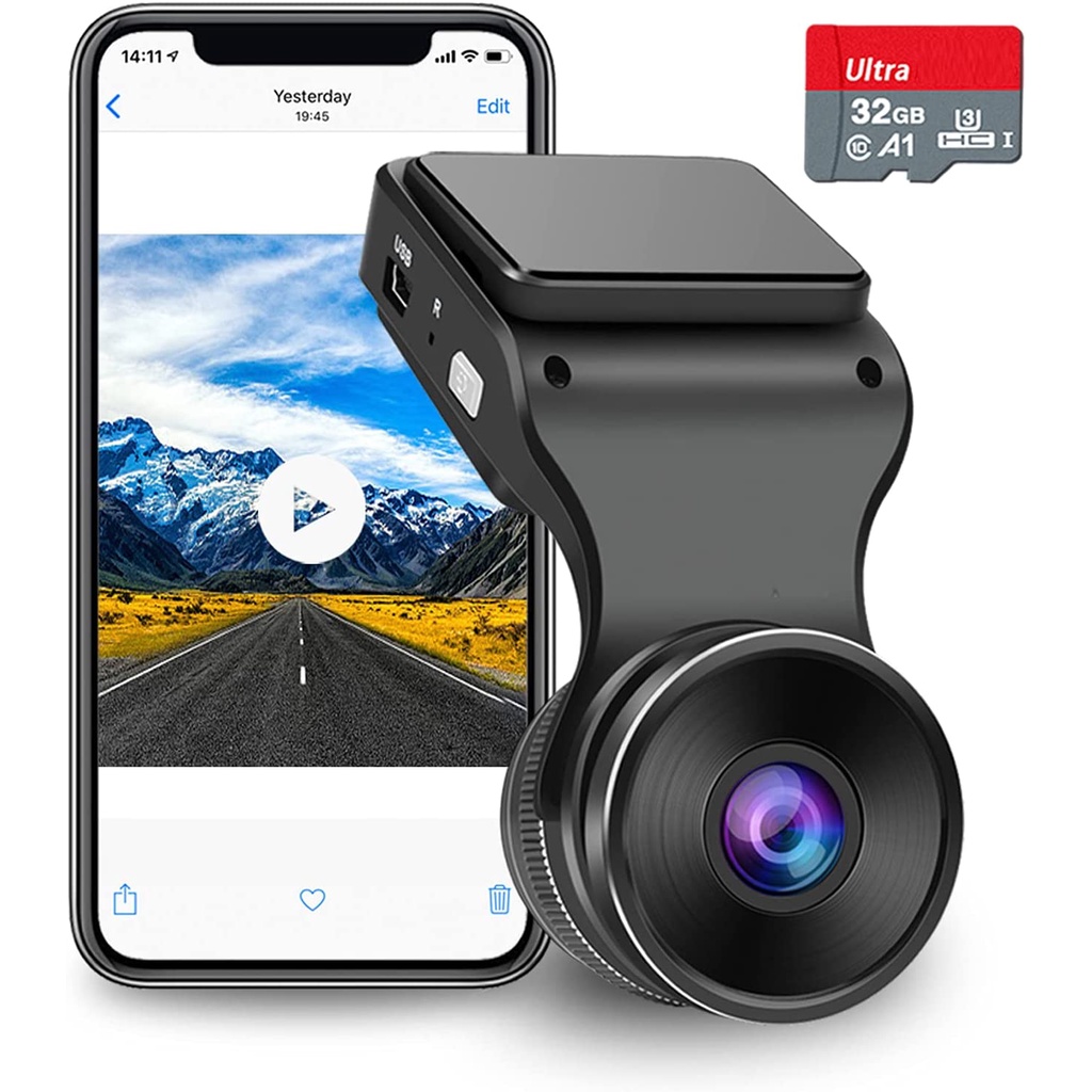 Dash Cam WiFi FHD 1080P Car Dashcam Recorder, Dashcams for Cars with SD