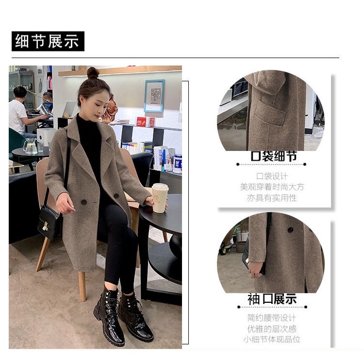 Image of Autumn Winter Woolen Coat Coat Woolen Coat Women's Mid-Length 2022 Small Slim-fit Korean Version Slimmer Look Autumn Winter Thick Woolen #7