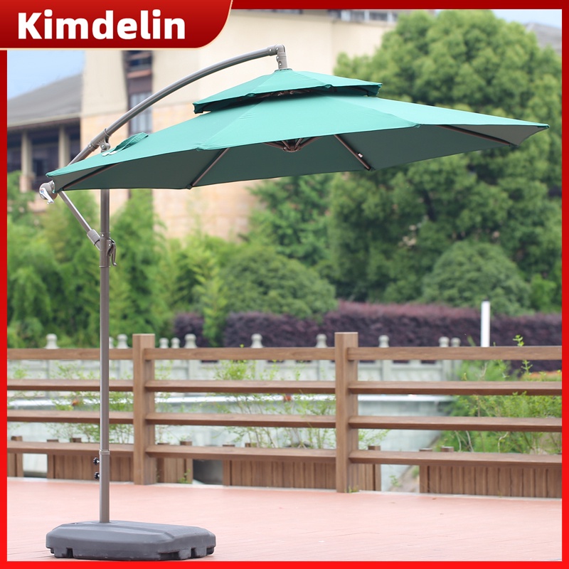 Kimdelin 2.7M Patio Umbrella with Handcrank and Tilt, 8 Steel Ribs