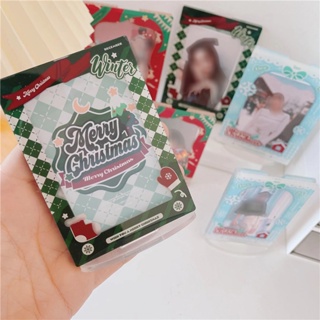 Photocard Frame Photo Protection Desktop Decor Holder Christmas Card Sleeve Display Stand Acrylic 3/4 Inch Cartoon Cute Christamas