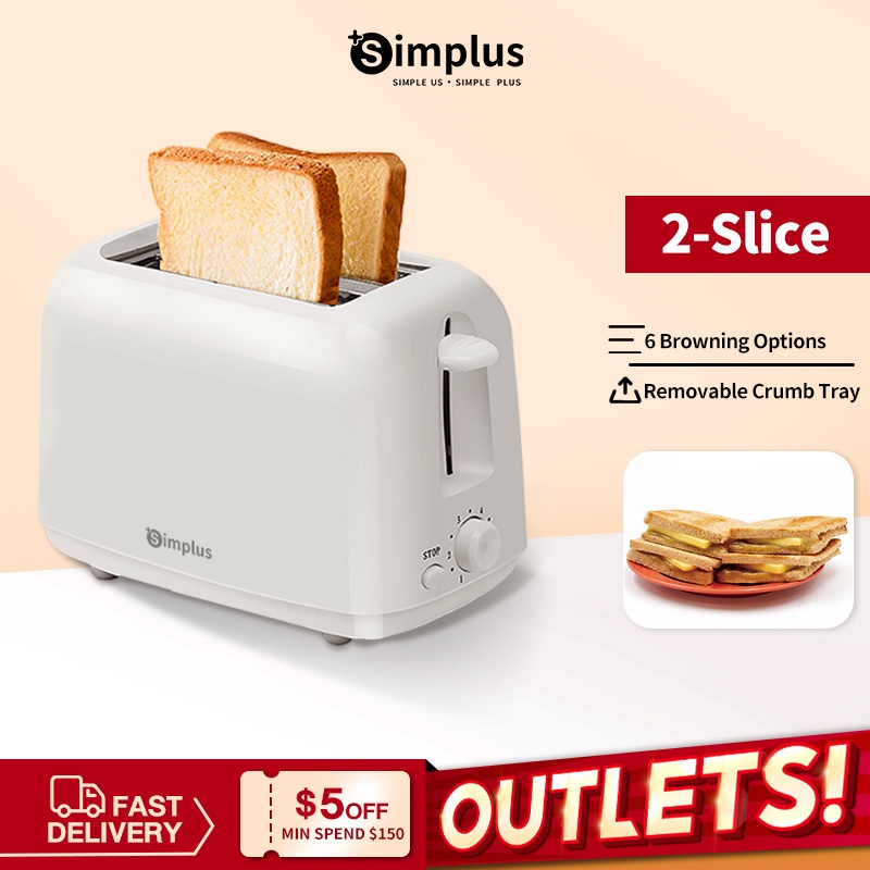 Simplus Mini 2 Slice Bread Toaster Popup Easy Operation Food Grade
