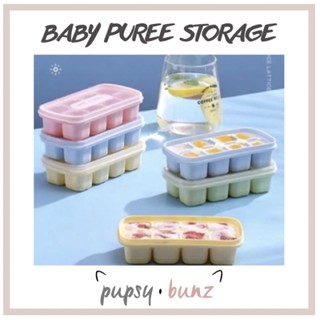 <🇸🇬BEST SELLER🔥> Baby Food Puree Icecubes Silicon Storage Tray w/ Lid Infant Kids Children BLW Weanfeed