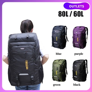 【Ready Stock】80L/60L  Backpack Travel Pack Sports Bag Pack Waterproof Outdoor Mountaineering Hiking Climbing Camping Backpack for Male