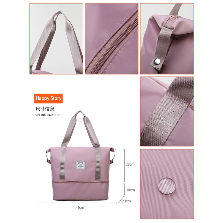 Korean Fashion Women Large Capacity Underarm Bag Casual Shoulder Expandable Foldable Bags Duffle Hand Carry Portable We