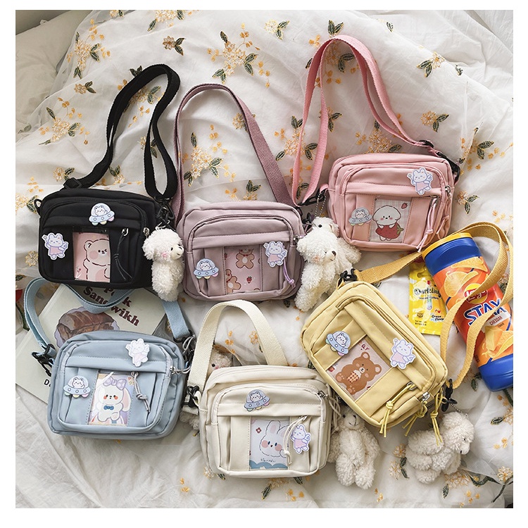 Kawaii Crossbody Phone Bag with Kawaii Pins and Cards, Girls Unique