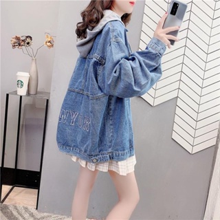 Image of thu nhỏ Hooded Denim Jacket Women Korean Version Loose 2022 New Style Spring Autumn Lazy Influencer Overalls Top #0