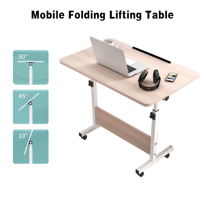 Folding Side Table Mobile Computer Table Laptop Study Desk Adjustable