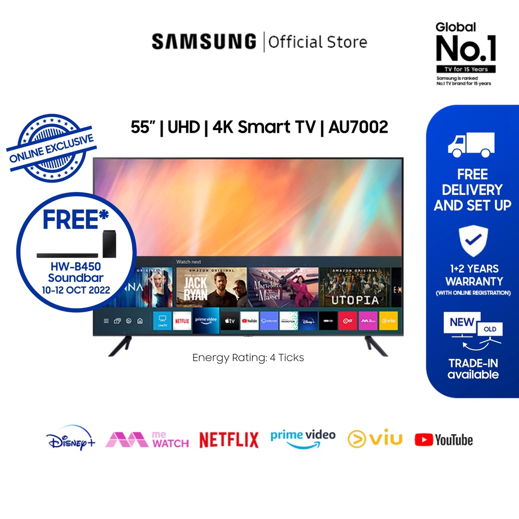 [Online Exclusive] Samsung 55" AU7002 UHD 4K Smart TV (2022) 4 Ticks ...