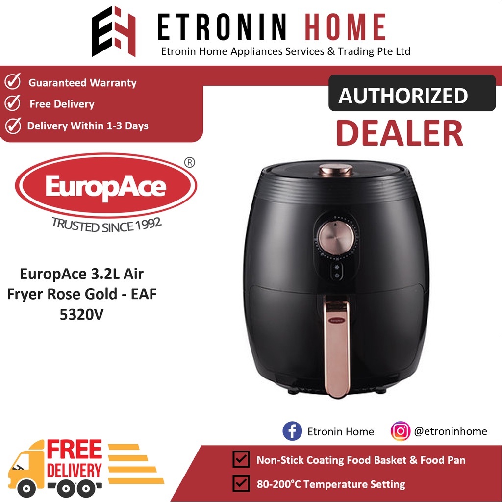 EuropAce 3.2L Air Fryer Rose Gold EAF 5320V Shopee Singapore