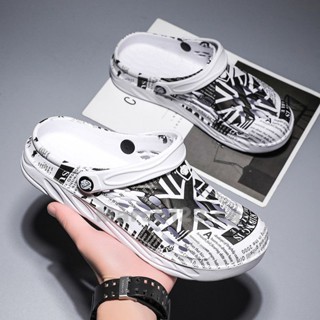 Men's Hole Shoes Slippers Beach Shoes Large Size Summer Half-Drag Korean Trend 38-49