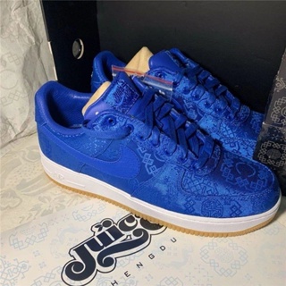 AFI Air Force No. 1 Joint Silk Low-Top Sneakers Men Women Shoes Edison Chen Same Style Blue Casual #2