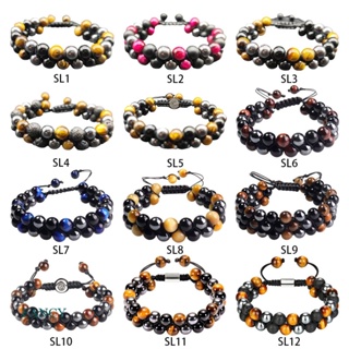 Image of thu nhỏ FANCY Black Lava Tiger Eye Weathered Stone Bracelets Bangles Classic Owl Beaded Natural Charm Bracelet For Women And Men Yoga Jewelry #0