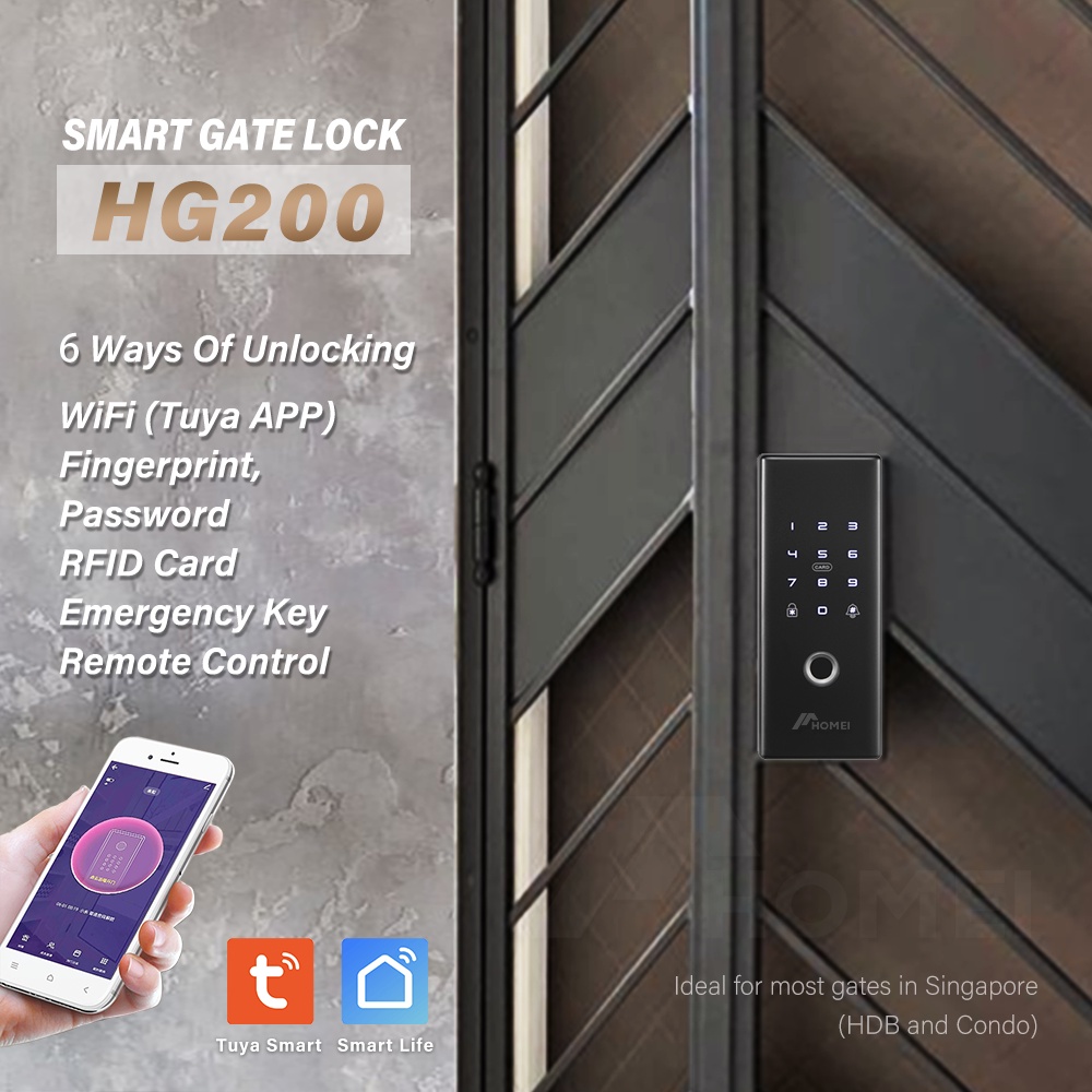 Digital Gate Lock HG200 | Tuya APP WIfi/With Biometric Fingerprint ...