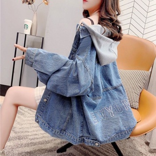 Image of thu nhỏ Hooded Denim Jacket Women Korean Version Loose 2022 New Style Spring Autumn Lazy Influencer Overalls Top #2