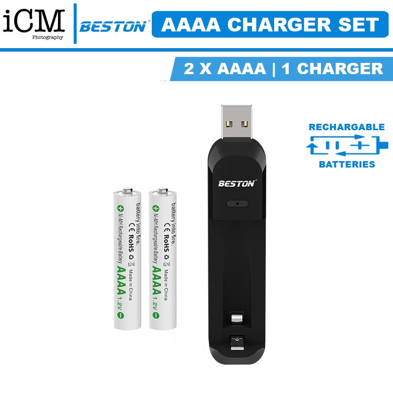 Beston E96 AAAA Rechargeable Battery LR61 With USB Charger Shopee