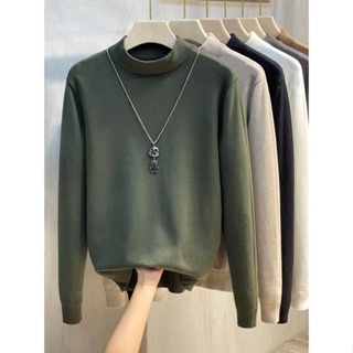 Image of thu nhỏ Half Turtleneck Sweater Men Korean Version Trendy Outer Wear Solid Color Knitted Bottoming Shirt Inner Autumn Winter #2