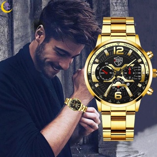 Watches Waterproof Stainless Steel Quartz Chronograph Watch Men Luxury Business Gold Wrist YUE