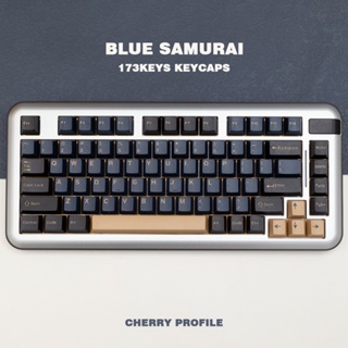 ABS Blue Samurai Keycaps 173keys Cherry Profile Compatible Gateron Cherry MX Switches 60/70/80/108 Mechanical Gaming Keyboard Keycap
