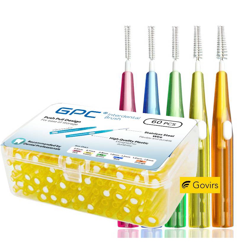GPC 60pcs Interdental Brush Push Pull Dental Floss Toothbrush for