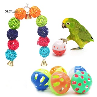 SLS_ 13Pcs/Set Healthy Cockatiel Toys Kit Bird Supplies Pet Parrot Hanging Sepak Takraw Bells Perch Stand Toy Convenient #8