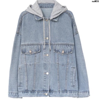 Image of thu nhỏ New Style Autumn 2020 Loose Jacket Trendy Mid-Length Korean Women Hooded Denim Embroidery bf Versatile Top Clothes Wide = #3