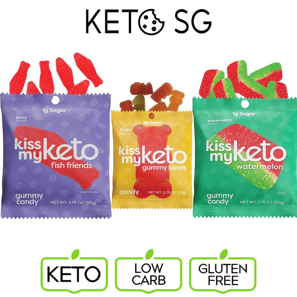 Kiss My Keto Gummies Candy Low Carb Candy Gummy Bears, Watermelon Fish ...