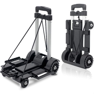 Folding Luggage Cart Light Aluminum Collapsible Portable Fold Up Dolly Hand Truck for Travel Moving and Office 2 Wheels