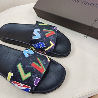 L~V LOUIS men's women's leather slides sandals beach shoes size36-46 SG558 #8