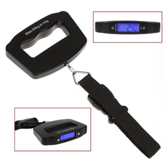 50kg 10g Portable Mini Digital Hand Held Fish Hook Hanging Scale Electronic Weighting Luggage Scale blue Backlight g, kg, lb,