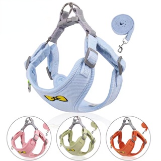 Pet Collar Soft Mesh Bow Padded Dog Harness with Leash Reflective Vest Chest Strap Breathable