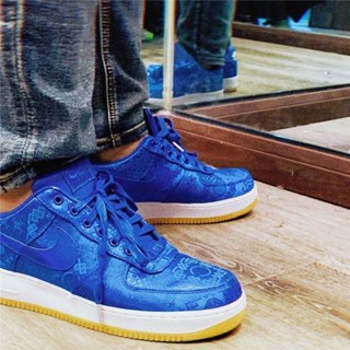 AFI Air Force No. 1 Joint Silk Low-Top Sneakers Men Women Shoes Edison Chen Same Style Blue Casual #8