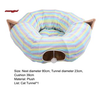 SUN_ Foldable Cat Tunnel Cat Supplies Cat Tunnel House Warm Bed Print Design #2