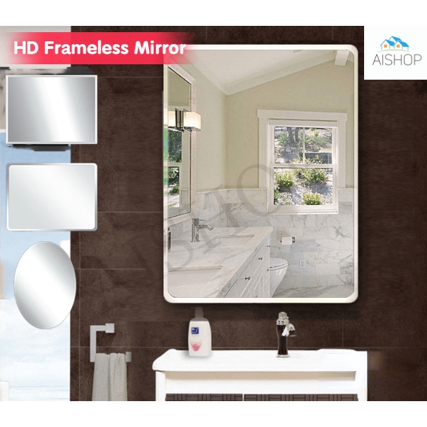 [SG Seller]Bathroom hanging rectangle oval mirror frameless mirror wall