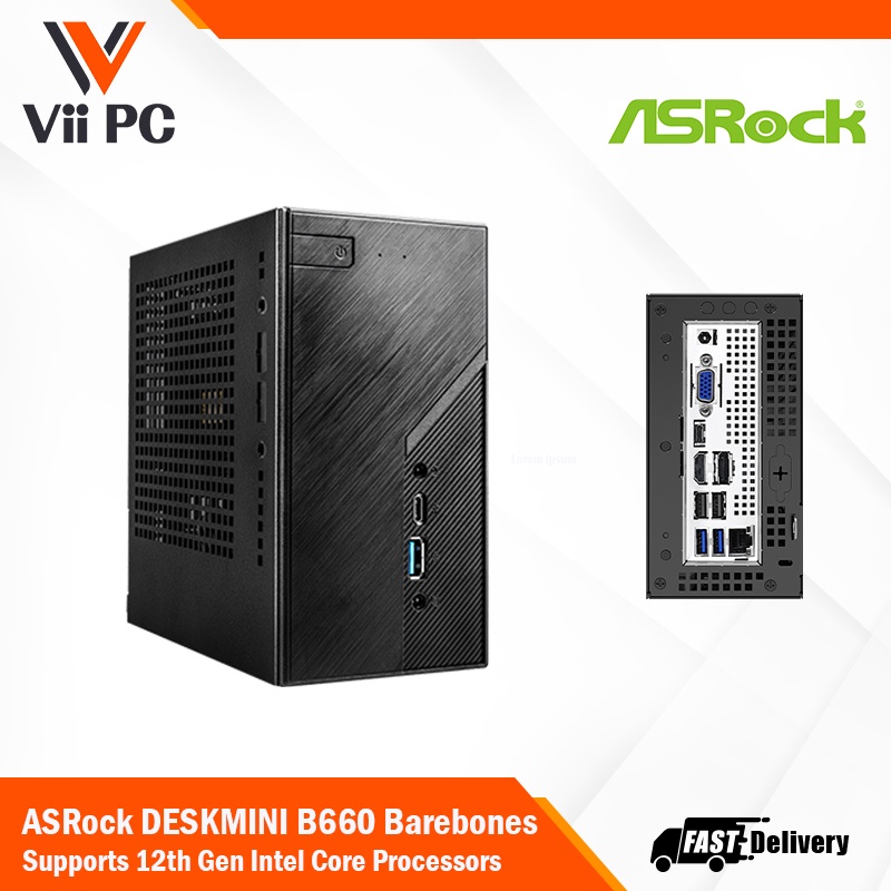 Asrock DeskMini B660 MiniSTX Socket 1700 Barebones PC supporting 12th