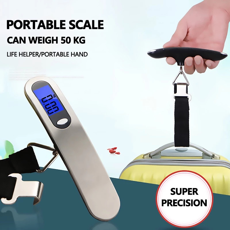 KIPRUN LCD Digital Luggage Scale 50kg Portable Electronic Scale Weight Balance Suitcase Travel Bag Hanging Steelyard Hook Fishing Scale