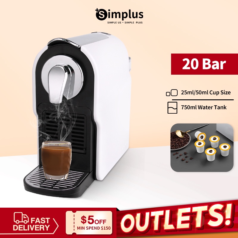 Simplus Nespresso Capsule Coffee Machine 0.75L Water Tank Power-off Anti-dry Burning Italian Style | Shopee Singapore