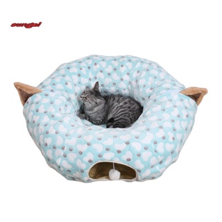 SUN_ Foldable Cat Tunnel Bed Pet Supplies Pet Tube Sleeping Bed Print Design #3