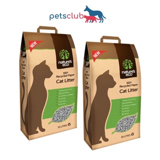 [Bundle of 2] Nature's Eco - Recycled Paper Cat Litter, 30L, Natural odor control, pet-safe and free from additives