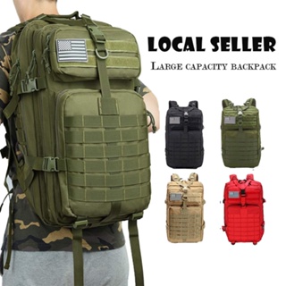 【SG Seller】50L Capacity Men's Military Large Backpack Waterproof Outdoor Hiking Camping 3D Backpack for Men