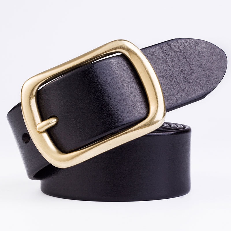 Image of [Ready Stock New Products] Men's Copper Buckle First Layer Cowhide Pin Belt Pure Casual Vintage Strong Wide [Hot Sale] #5