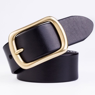 Image of thu nhỏ [Ready Stock New Products] Men's Copper Buckle First Layer Cowhide Pin Belt Pure Casual Vintage Strong Wide [Hot Sale] #5