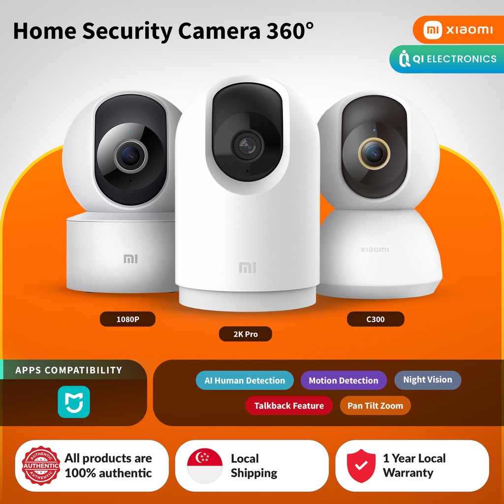 Xiaomi Mi Home Security Camera 360° 1080P (2021 Version) / 2K / C300 / 2K PRO CCTV WiFi Cam Full HD