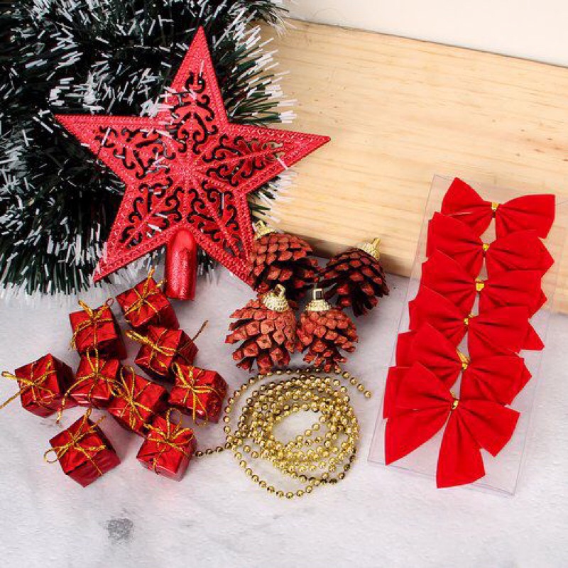 Kit Natalino Com 21 ou 19 Peças - Enfeite De Arvore De Natal