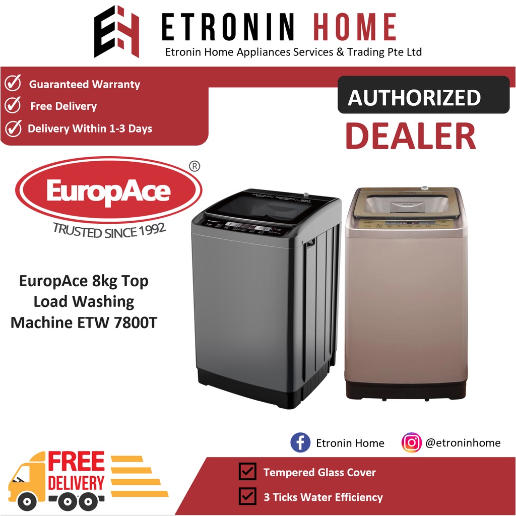 EuropAce 8kg Top Load Washing Machine ETW 7800T Shopee Singapore